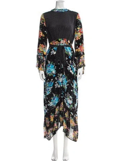 Pre-owned Rixo London Silk Long Dress In Black