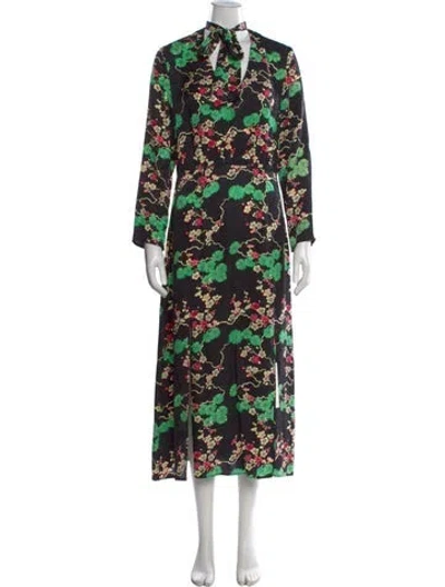 Pre-owned Rixo London Silk Long Dress In Black