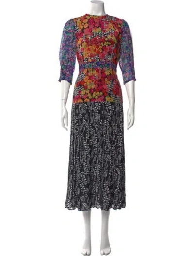 Pre-owned Rixo London Silk Long Dress In Black