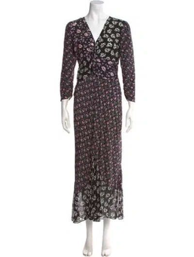 Pre-owned Rixo London Silk Long Dress In Black