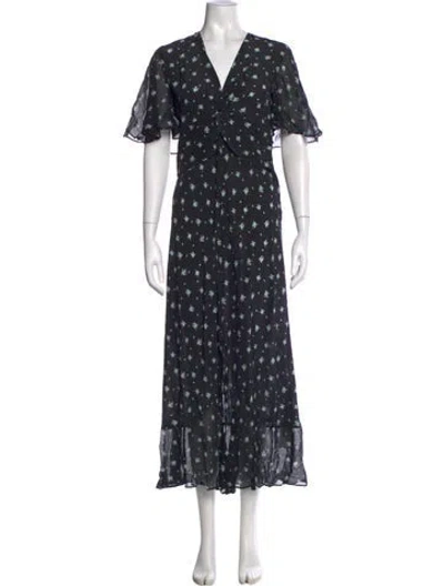Pre-owned Rixo London Silk Long Dress In Black