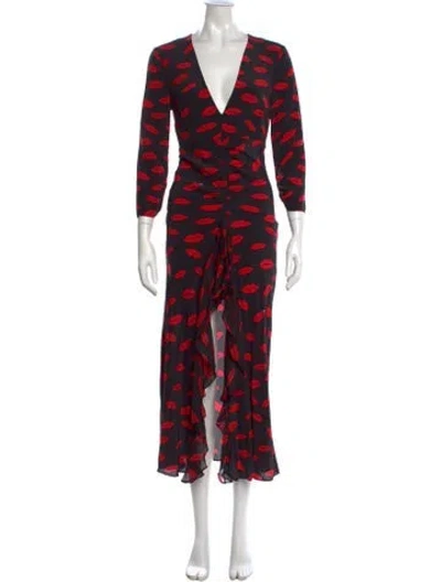 Pre-owned Rixo London Silk Long Dress In Black