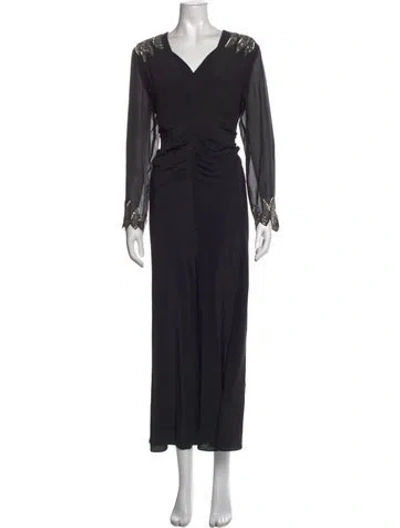 Pre-owned Rixo London Silk Long Dress In Black