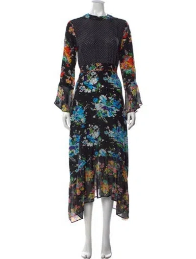 Pre-owned Rixo London Silk Long Dress In Black