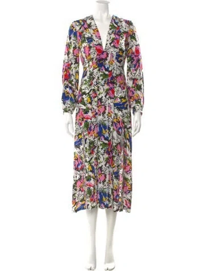 Pre-owned Rixo London Silk Long Dress In Multi