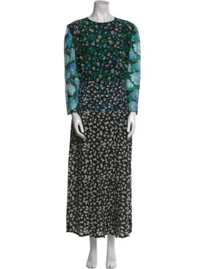 Pre-owned Rixo London Silk Long Dress In Multi