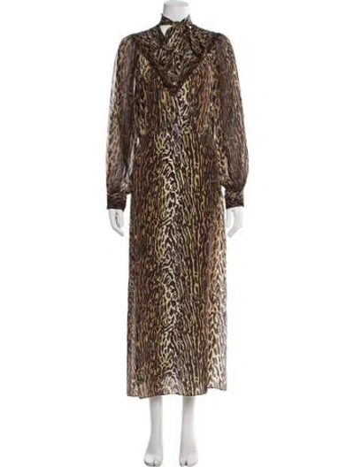 Pre-owned Rixo London Silk Long Dress In Multi