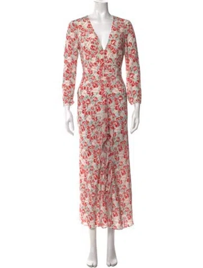 Pre-owned Rixo London Silk Long Dress In Multi