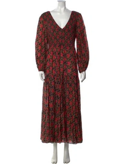 Pre-owned Rixo London Silk Long Dress In Multi