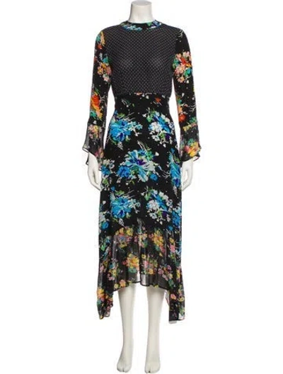 Pre-owned Rixo London Silk Long Dress In Multicolor