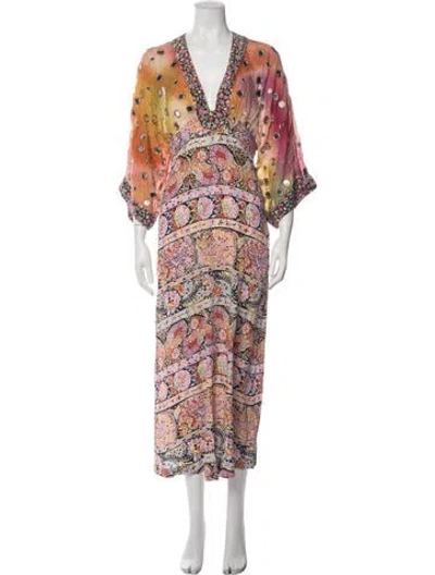Pre-owned Rixo London Silk Long Dress In Multicolor