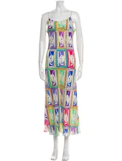 Pre-owned Rixo London Silk Long Dress In Neutral