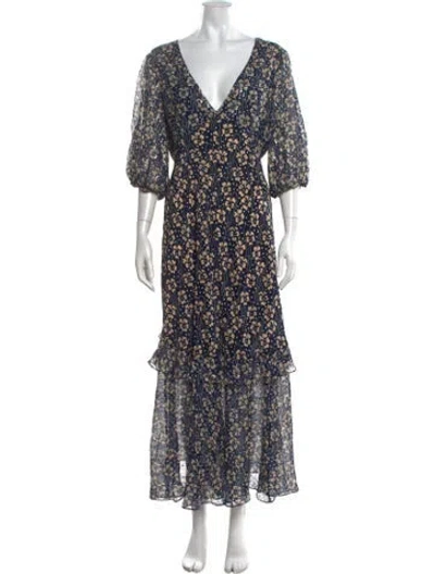 Pre-owned Rixo London Silk Long Dress In Neutrals