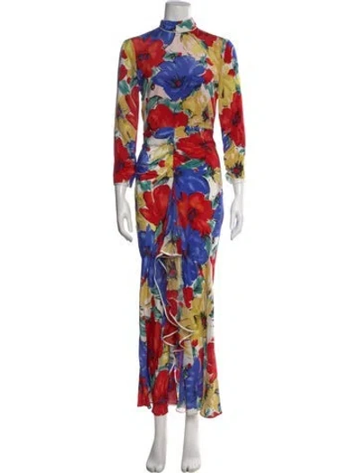 Pre-owned Rixo London Silk Long Dress In Red
