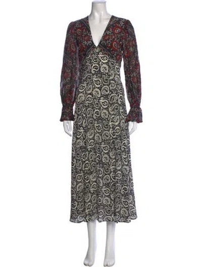 Pre-owned Rixo London Silk Long Dress In Red