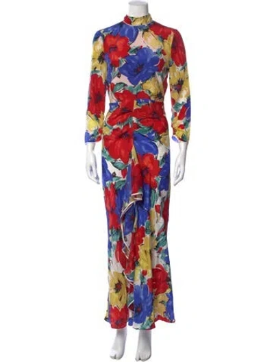 Pre-owned Rixo London Silk Long Dress In Red