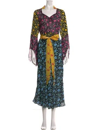 Pre-owned Rixo London Silk Long Dress W/ Tags In Black