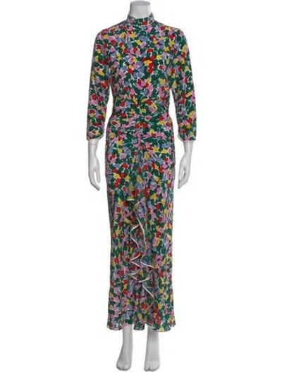 Pre-owned Rixo London Silk Long Dress W/ Tags In Black
