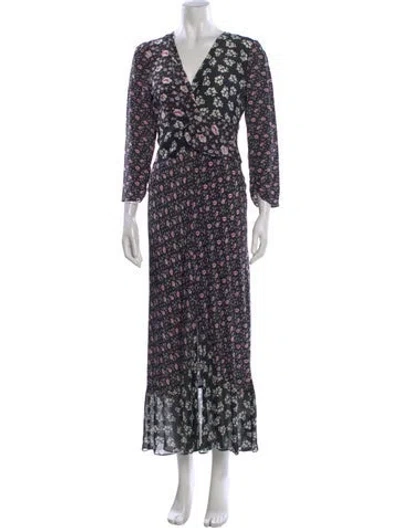 Pre-owned Rixo London Silk Long Dress W/ Tags In Black