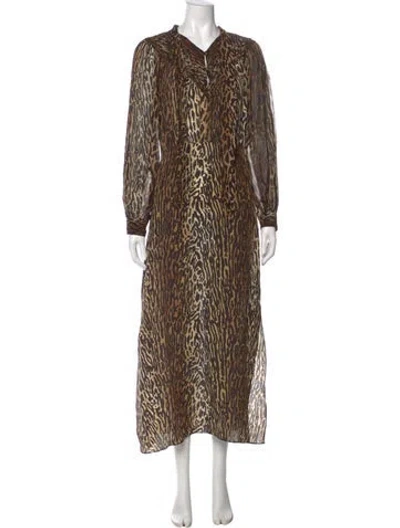 Pre-owned Rixo London Silk Long Dress W/ Tags In Multi