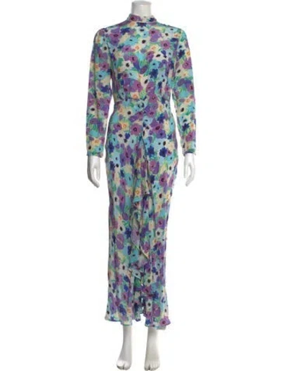 Pre-owned Rixo London Silk Long Dress W/ Tags In Neutral