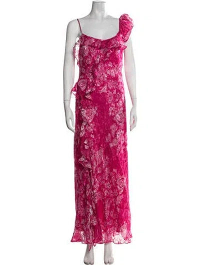 Pre-owned Rixo London Silk Long Dress W/ Tags In Pink