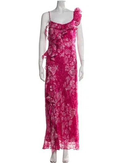 Pre-owned Rixo London Silk Long Dress W/ Tags In Pink