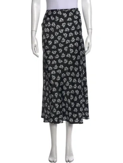 Pre-owned Rixo London Silk Long Skirt In Black
