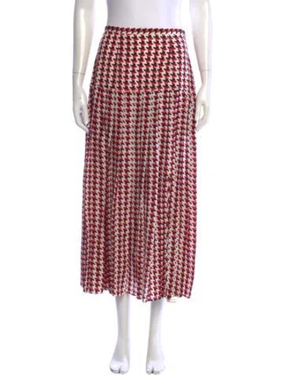 Pre-owned Rixo London Silk Long Skirt In Red