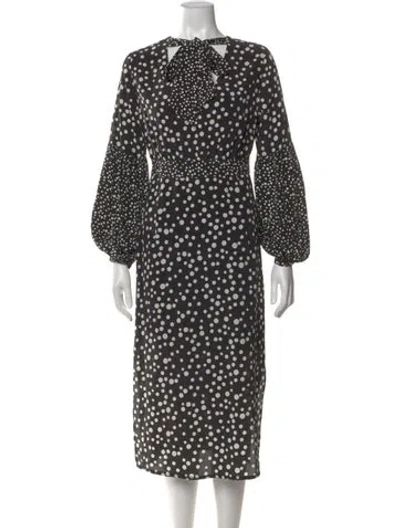 Pre-owned Rixo London Silk Midi Length Dress In Black