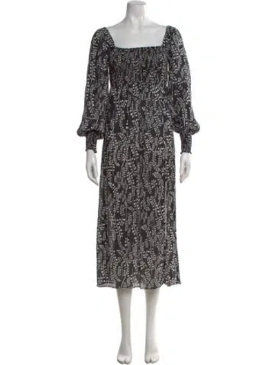 Pre-owned Rixo London Silk Midi Length Dress In Black