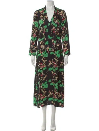 Pre-owned Rixo London Silk Midi Length Dress In Black