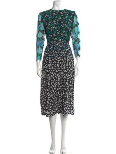 Pre-owned Rixo London Silk Midi Length Dress In Blue