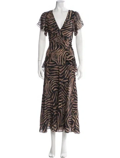 Pre-owned Rixo London Silk Midi Length Dress In Multicolor
