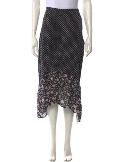 Pre-owned Rixo London Silk Midi Length Skirt In Black