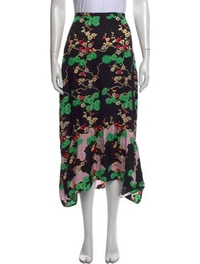 Pre-owned Rixo London Silk Midi Length Skirt In Black