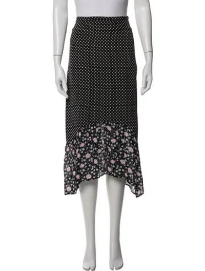 Pre-owned Rixo London Silk Midi Length Skirt In Black