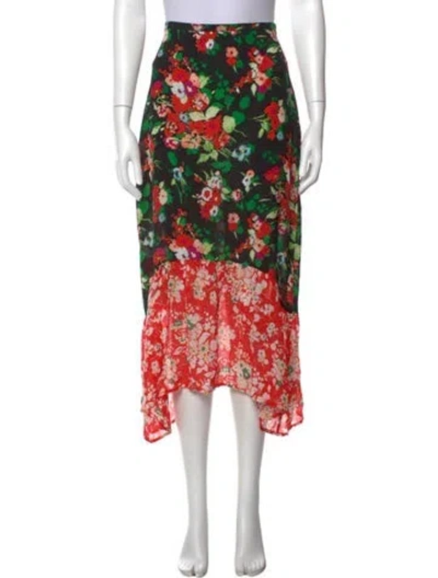 Pre-owned Rixo London Silk Midi Length Skirt In Multi
