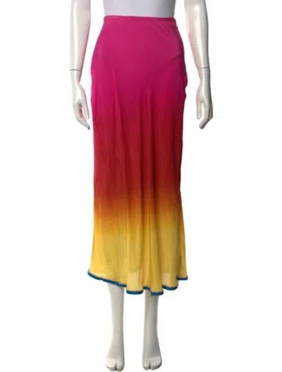 Pre-owned Rixo London Silk Midi Length Skirt In Pink