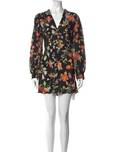 Pre-owned Rixo London Silk Mini Dress In Black