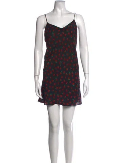 Pre-owned Rixo London Silk Mini Dress In Black