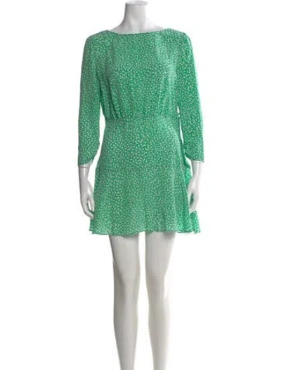 Pre-owned Rixo London Silk Mini Dress In Green