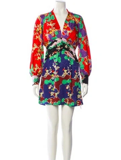 Pre-owned Rixo London Silk Mini Dress In Multi
