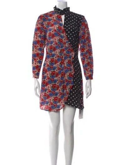 Pre-owned Rixo London Silk Mini Dress In Multi