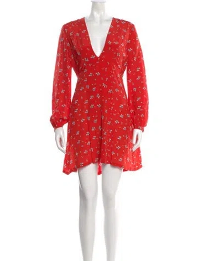 Pre-owned Rixo London Silk Mini Dress In Red