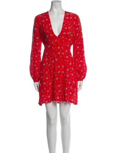 Pre-owned Rixo London Silk Mini Dress In Red