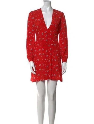 Pre-owned Rixo London Silk Mini Dress In Red