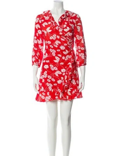Pre-owned Rixo London Silk Mini Dress In Red