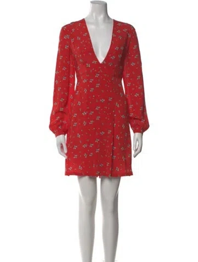 Pre-owned Rixo London Silk Mini Dress In Red