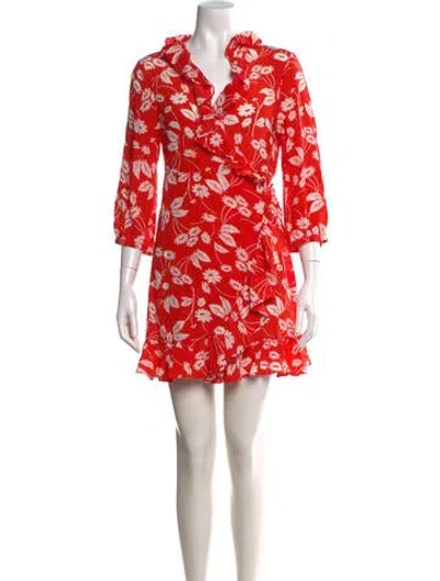 Pre-owned Rixo London Silk Mini Dress In Red